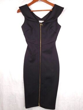 Calvin Klein Zipper Front Bodycon Black Dress 2